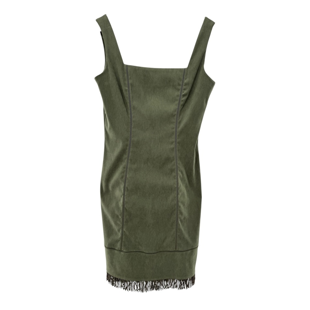 Rampage USA Olive Green Faux Suede Fringe Mini Dress Women's 7 Y2K Western